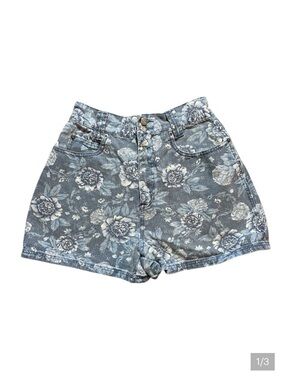 Y2K High-Rise Floral Denim Shorts in Blue 'Saved by the Bell'